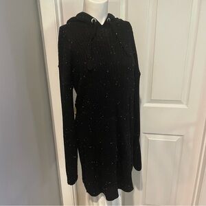No Comment Women’s Black Speckled Long Sweater W/hood. S/XL